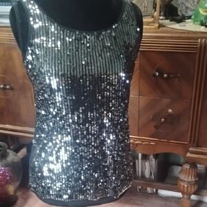 Sequin Black Tank Top